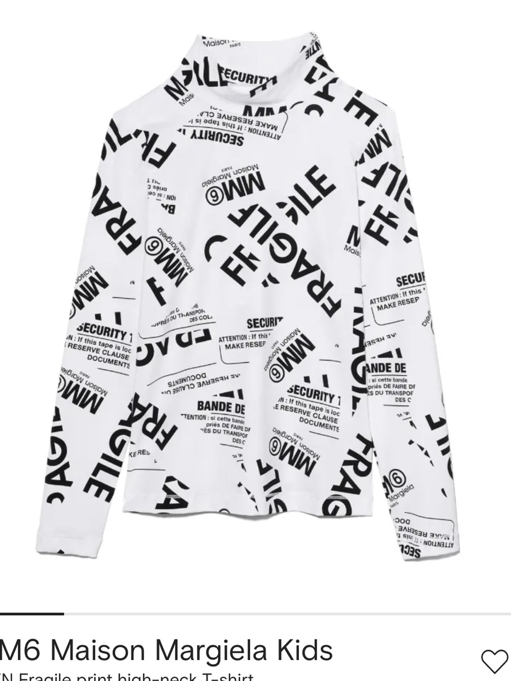 Maison Martin Margiela kids 12 or W XXS fragile NWOT and Black Graphic Logo Tee